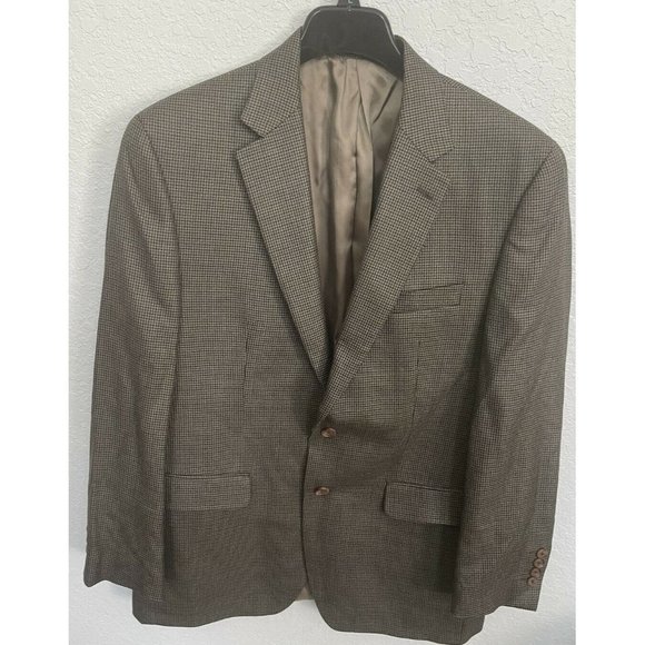Ralph Lauren Mens Checked Silk Blend Blazer Brown Sz 41R - Picture 2 of 4